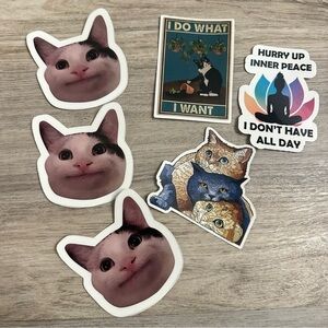 Cat-Themed Sticker Set - Water Bottle Cat Stickers